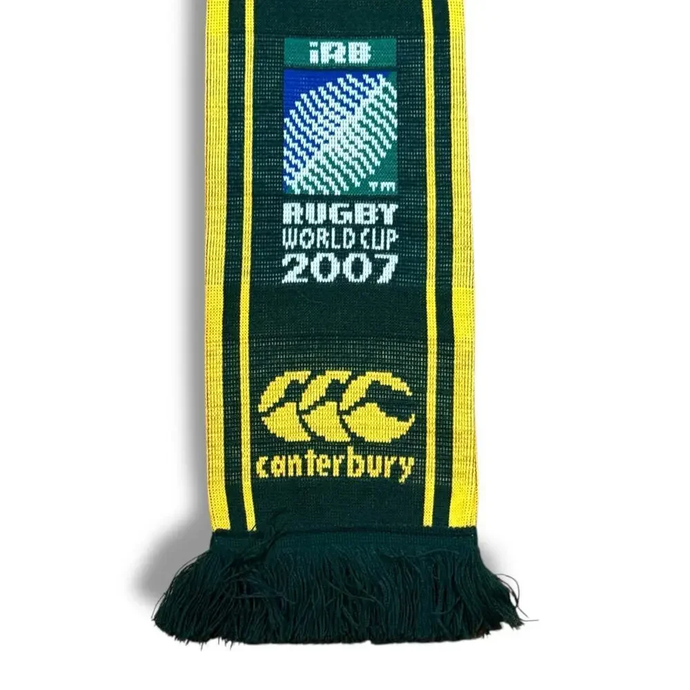 Retro Sprongoboks South Africa Rugby Scarf 2007 Rugby World Cup Green Knit